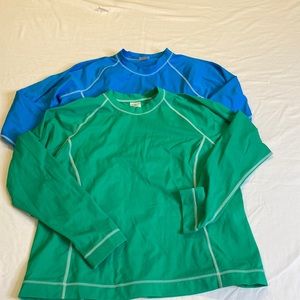 2 Land’s End Long Sleeve Rash Guard - Blue and Green Size XL